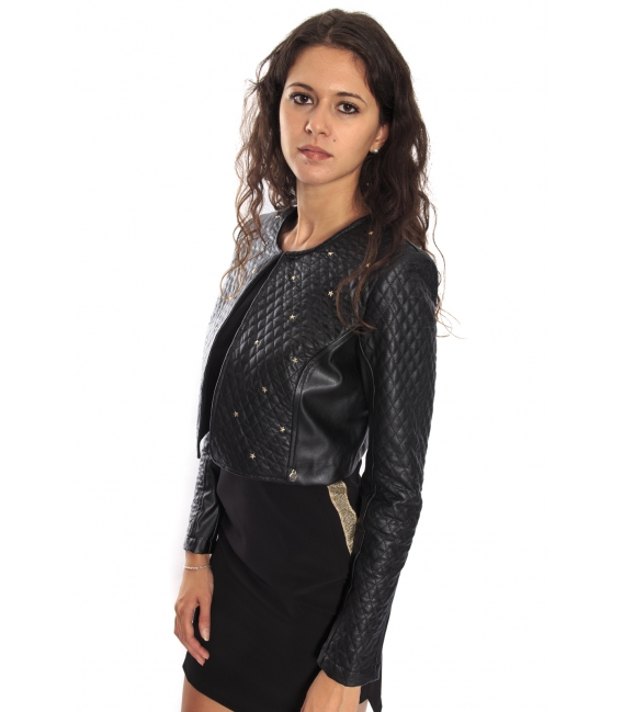RINASCIMENTO Jacket in eco-leather with stars BLACK Art. CFC0070017003