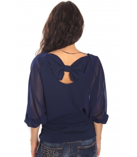 RINASCIMENTO Blouse with bow BLUE Art. CFC0069953003