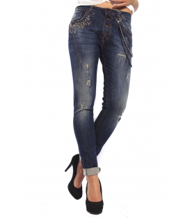 RINASCIMENTO Jeans boydriend baggy con borchie e strappetti DENIM Art. CFC0070011003