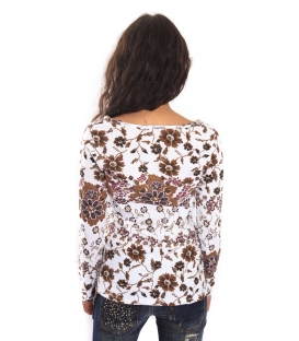 SUSY MIX Maglia in fantasia BEIGE con scollo a V Art. 61090