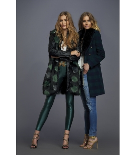 ALMAGORES Coat in panno check GREEN/BLUE Art. 541AL30317