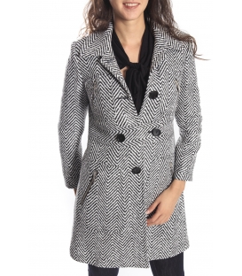 DENNY ROSE Cappotto spigato NERO e BIANCO 52DR31005