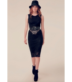 DENNY ROSE Long dress in lace BLACK 52DR11006