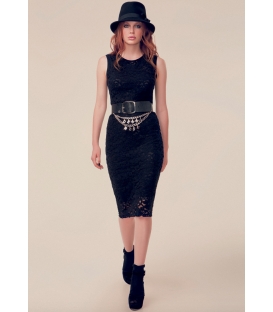 DENNY ROSE Abito lungo in pizzo NERO 52DR11006