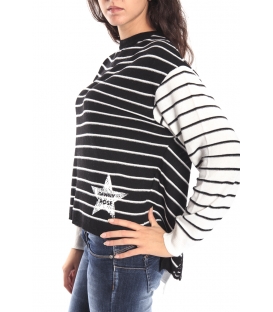DENNY ROSE Maxi-Pullover mit Streifen SCHWARZ und WEISS 52DR51010