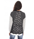 DENNY ROSE Maxi-Pullover mit Streifen SCHWARZ und WEISS 52DR51010