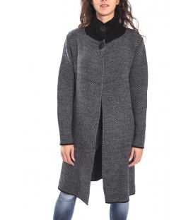 GRAFFIO Cappotto lungo con 2 bottoni NERO-GRIGIO Art. WGD393