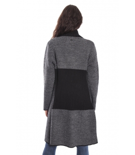 GRAFFIO Cappotto lungo con 2 bottoni NERO-GRIGIO Art. WGD393