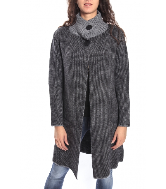 GRAFFIO Long coat with 2 buttons GREY- BLACK Art. WGD393