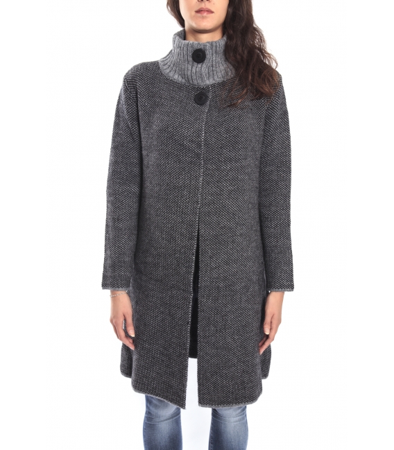 GRAFFIO Long coat with 2 buttons GREY- BLACK Art. WGD393