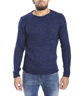 DIKTAT Maglione girocollo con taschino FANTASY BLU D77061 made in Italy