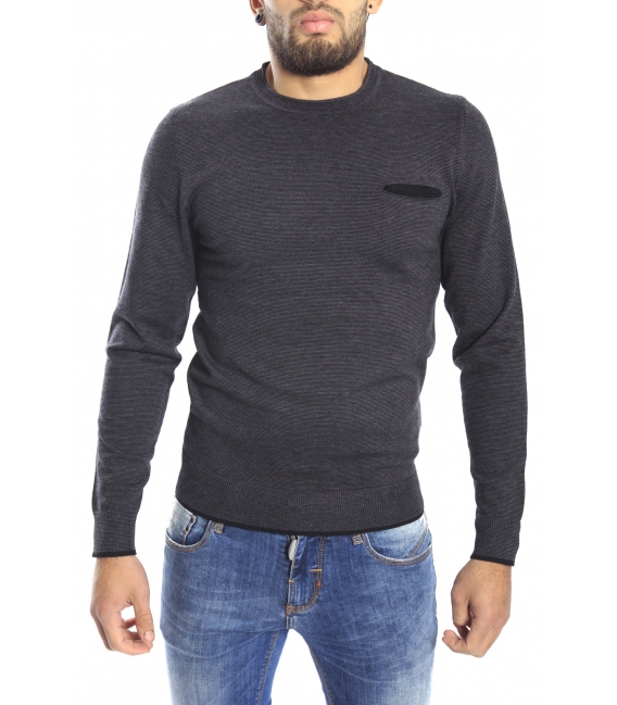 DIKTAT Sweater with pocket FANTASY BLACK D77087 Made in Italy