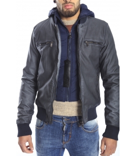 DIKTAT Jacket in eco-leather DARK GREY D77441 Made in Italy