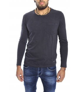 Gaudi Jeans -Jersey crew-neck with pocket DARK GREY 52bu67186