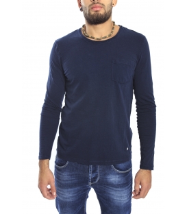 Gaudi Jeans -Jersey crew-neck with pocket BLUE 52bu67186