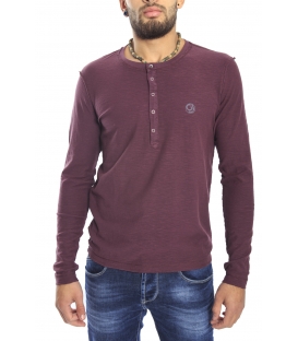 Gaudi Jeans - Maglia t-shirt girocollo con bottoni BORDEAUX 52bu67185