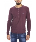 Gaudi Jeans - Maglia t-shirt girocollo con bottoni BORDEAUX 52bu67185