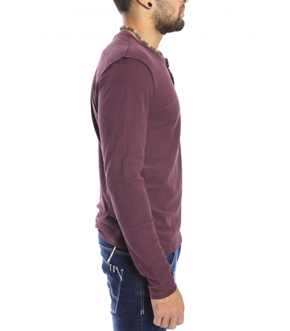 Gaudi Jeans - Jersey crew-neck with buttons BORDEAUX 52bu67185