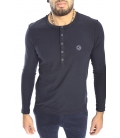 Gaudi Jeans - Maglia t-shirt girocollo con bottoni BLACK 52bu67185