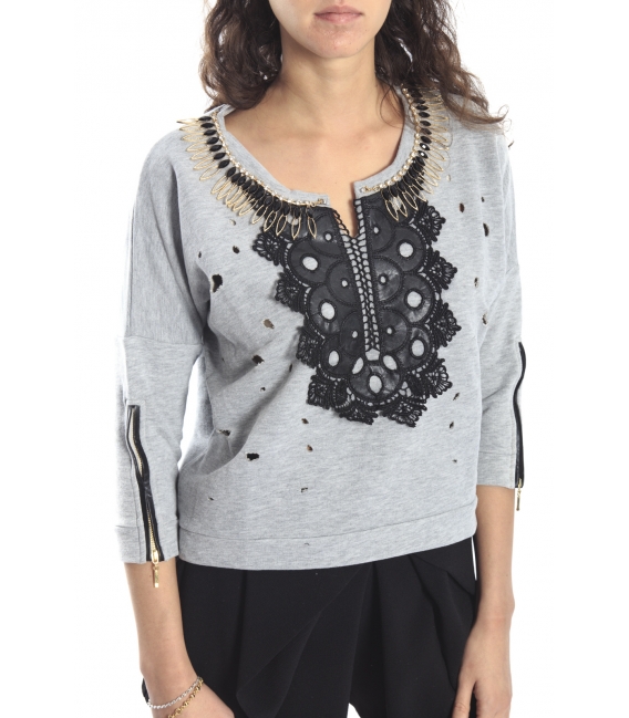 ALMAGORES Sweatshirt with necklace GREY Art. 541AL60613
