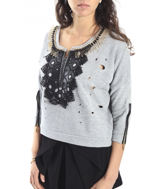 ALMAGORES Sweatshirt with necklace GREY Art. 541AL60613