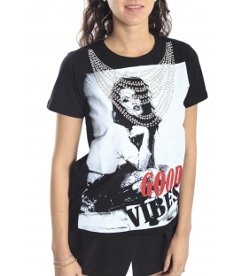 ALMAGORES T-shirt with beads and print BLACK Art. 541AL61601