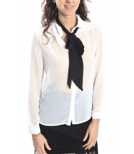 ALMAGORES Shirt georgette with bow WHITE Art. 541AL40402