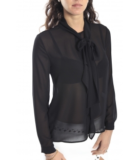 ALMAGORES Camicia / Blusa georgette con cravattino NERO Art. 541AL40405