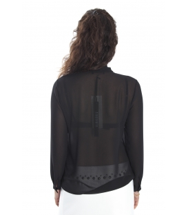 ALMAGORES Camicia / Blusa georgette con cravattino NERO Art. 541AL40405