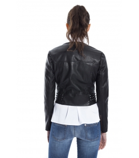 ALMAGORES Biker jacket Short faux-leather BLACK Art. 541AL30330