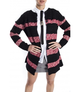 ALMAGORES Cardigan a righe NERO e BORDEAUX Art. 541AL50502