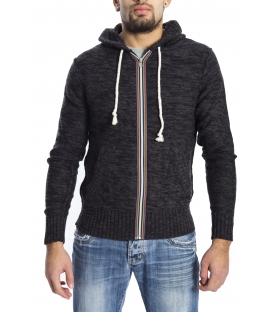 GRAFFIO Maglione con zip e cappuccio GRIGIO SCURO /NERO Art. WGU133