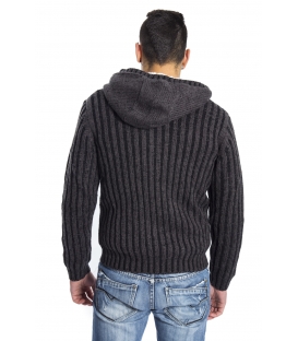 GRAFFIO Sweater with hood and fur inside DARK GREY/BLACK Art. WGU121