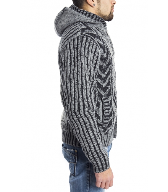 GRAFFIO Sweater with hood and fur inside GREY/BLACK Art. WGU121