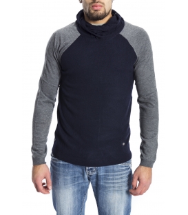 Gaudi Jeans - Maglia bicolor con collo BLUE/GREY 52BU56060