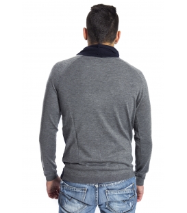 Gaudi Jeans - Maglia bicolor con collo BLUE/GREY 52BU56060