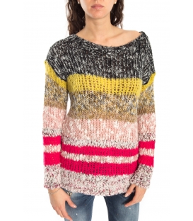 MARYLEY Sweater in fantasy YELLOW/FUXIA Art. 51B89W MADE IN ITALY