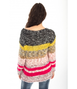 MARYLEY Sweater in fantasy YELLOW/FUXIA Art. 51B89W MADE IN ITALY