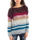 MARYLEY Sweater in fantasy BORDEAUX/BLUE Art. 51B89W MADE IN ITALY