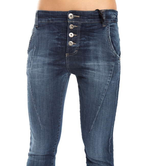 MARYLEY Jeans Boyfriend with rips and buttons DENIM Art. B553 MADE IN ITALY