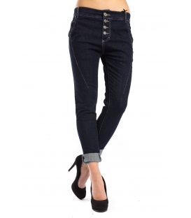 MARYLEY Jeans Boyfriend with buttons DARK DENIM Art. B552 MADE IN ITALY
