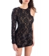 DENNY ROSE Dress with lace and paillettes BLACK 52DR12009