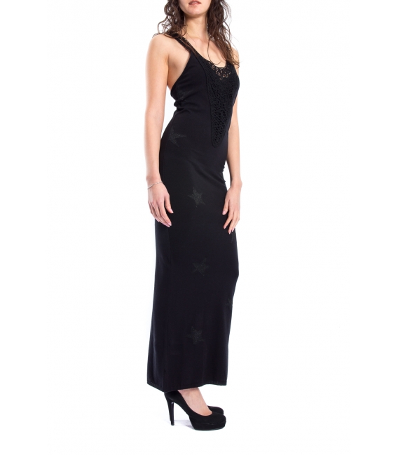 DENNY ROSE Long dress with stars BLACK 52DR52007