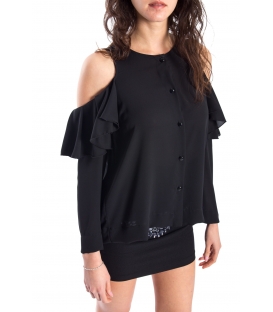 DENNY ROSE Camicia/Blusa con voulant NERO 52DR42001