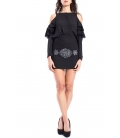 DENNY ROSE Gonna con borchie e zip NERO 52DR72000