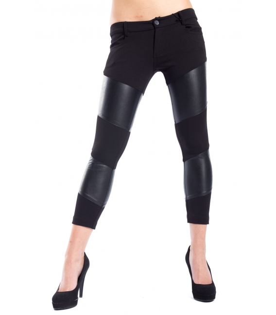 DENNY ROSE Pants with eco-leather BLACK 52DR22008