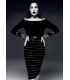 DENNY ROSE Skirt with stripes BLACK/SILVER 52DR52006