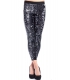 DENNY ROSE Leggings in eco-leather with paillettes BLACK 52DR22001