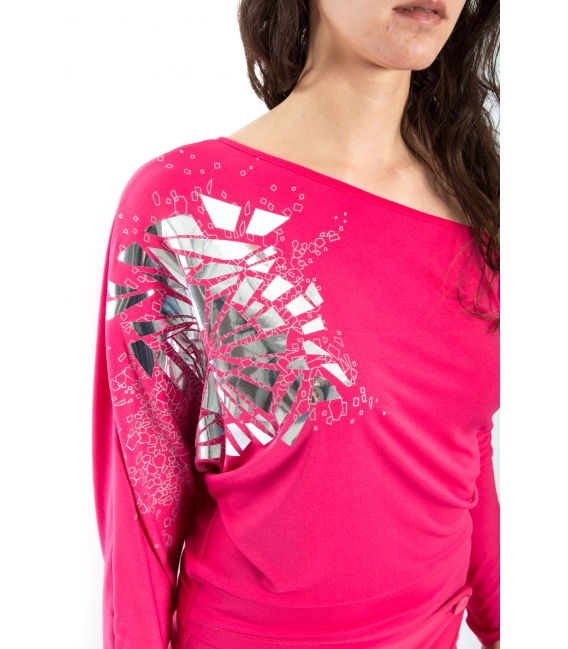 DENNY ROSE Jersey long sleeve with print FUXIA 52DR62009
