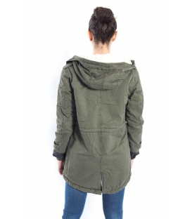 SLIDE OF LIFE Parka con dett. in ecopelle GREEN art. PKA02